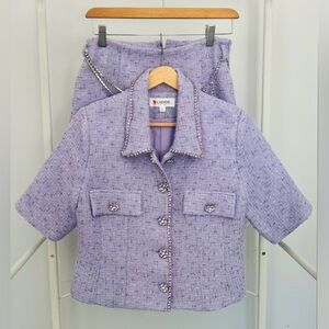 L'ATISTE Purple Tweed Jacket and Skirt Set